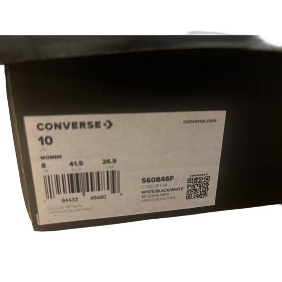 Women's Converse Chuck Taylor All Star Lift Hi Sneakers White Black US 10 - Picture 3 of 3